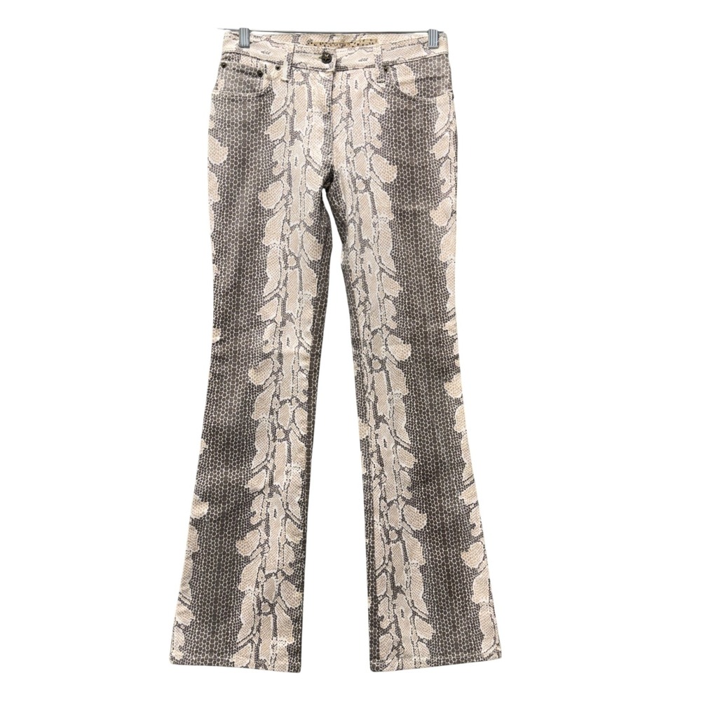 Ungaro Fever Snakeskin Print Pants Made in Italy Neutral Animal Pattern Size 29